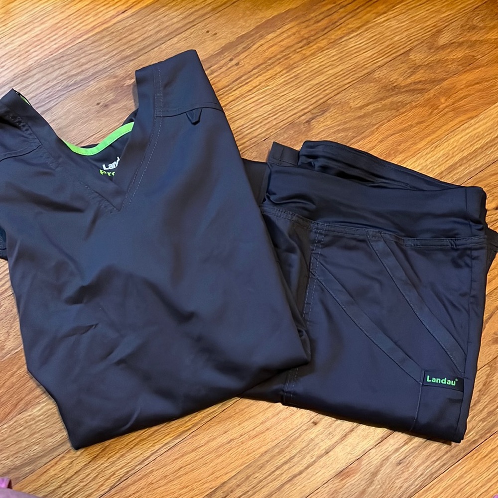 Gray Landau uniform scrub set stretch proflex